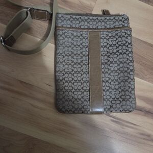 Authentic Coach Tan and Brown Signature Messenger Bag